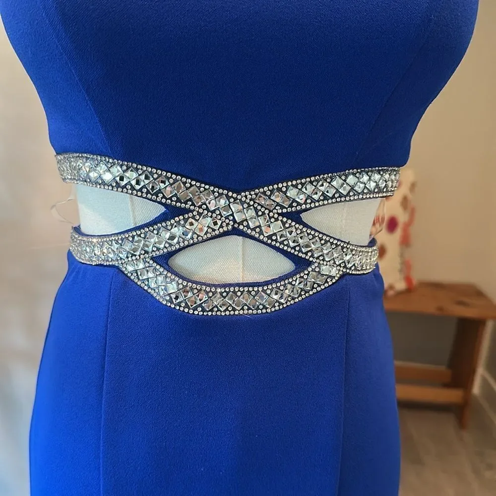 Nordstrom Speechless Spaghetti Strap Beaded‎ Cut-Out Waist Long Dress New!